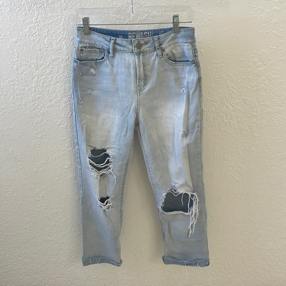 Rewash Brand Light Wash Distressed Boyfriend Jeans
